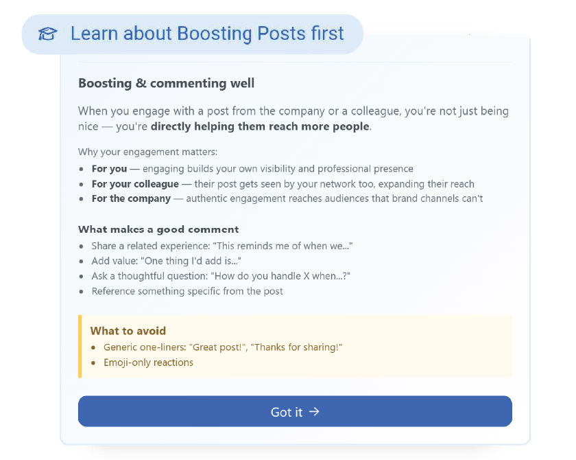 Two-minute micro-lesson explaining how to boost a post effectively with tips and examples