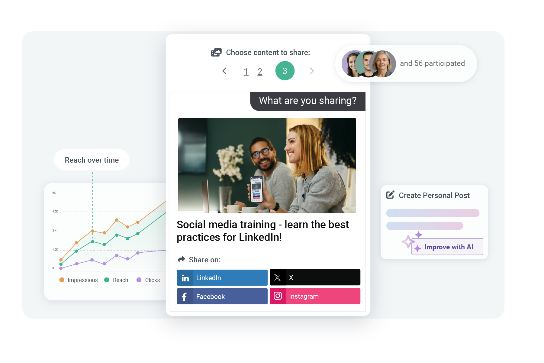 Employee sharing company messages on socials