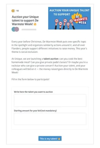 Unique campaign page for De Warmste Week