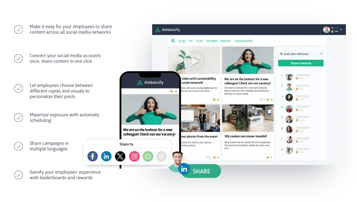 Ambassify employee advocacy platform feature overview