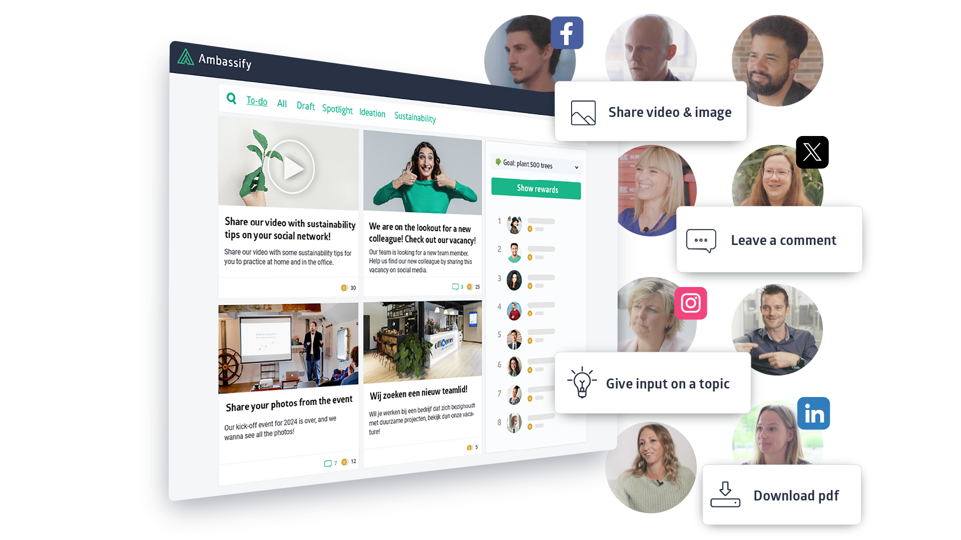 Employee sharing company messages on socials