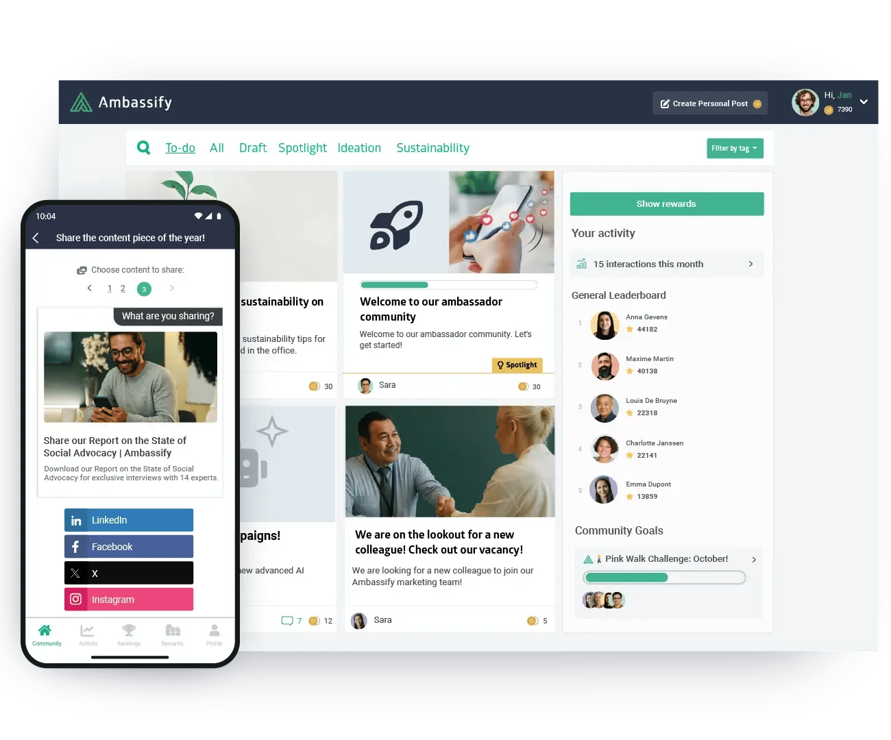 Ambassify employee advocacy platform preview