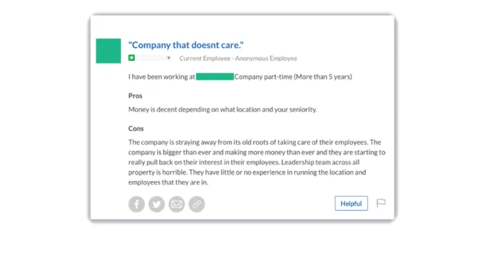 Companies that don't care negative review Glassdoor