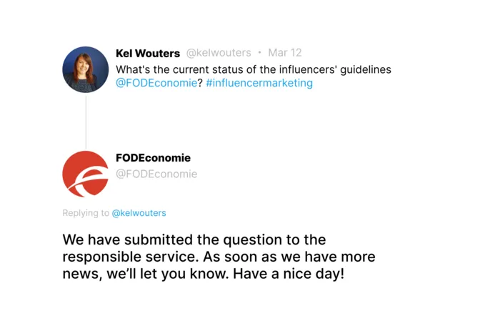 Kel Wouters Twitter post_Influencer Marketing guidelines