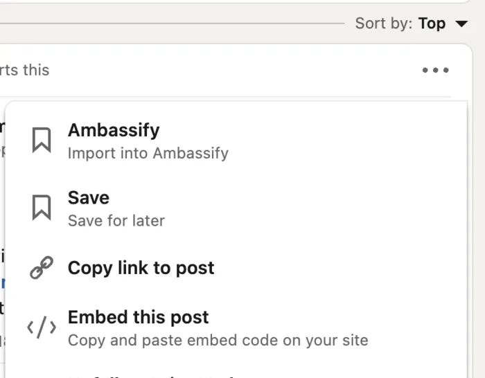 With Ambassify plugin you can create campaigns on the spot from your LinkedIn feed