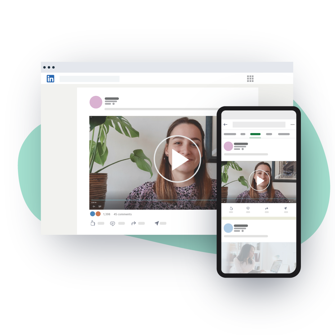 A video on LinkedIn shown on a desktop and mobile screen
