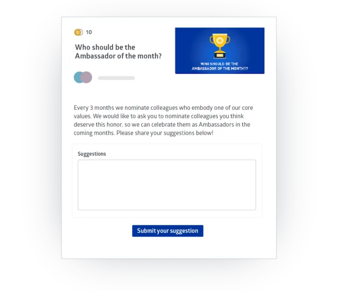 Nomiate ambassador of month example campaign